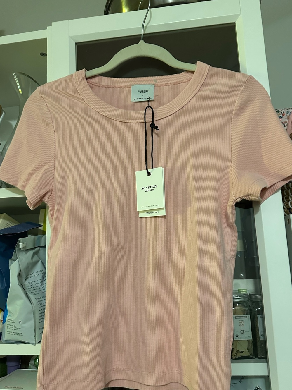 Academy Brand Pink Ribbed Knit Short Sleeve Crew Neck T-Shirt Small
